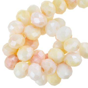 Electroplated Facetkralen Rondelle (6 x 5 mm) Creamy Blush AB (80 Stuks)