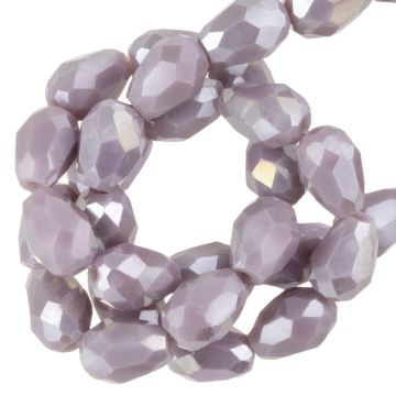 Electroplated Facetkralen Opaque Druppel (6 x 4 mm) Lilac Mist AB (65 Stuks)