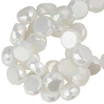 Electroplated Facetkralen Disc (6 x 3 mm) Ivory White AB (95 Stuks)