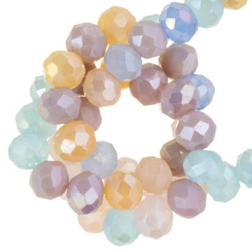 Electroplated Facetkralen Rondelle (3.5 x 3 mm) Pastel Breeze AB (130 Stuks)
