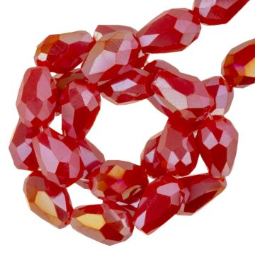 Electroplated Facetkralen Opaque Druppel (6 x 4 mm) Red Rose AB (65 Stuks)