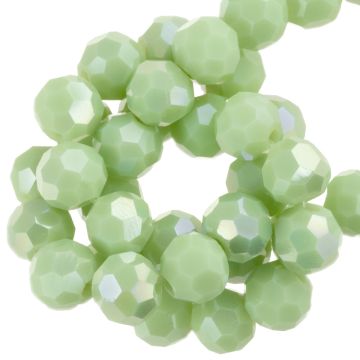 Electroplated Facetkralen Opaque Rond (6 mm) Dusty Lime AB (90 Stuks)