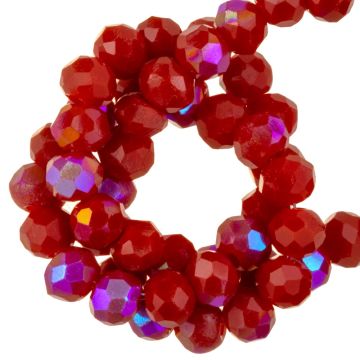 Electroplated Facetkralen Rondelle (3 x 2.5 mm) Ruby Red AB (140 Stuks)