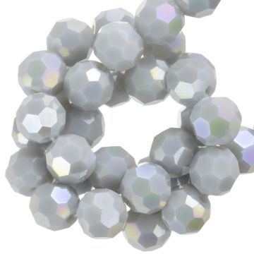 Electroplated Facetkralen Opaque Rond (6 mm) Light Grey AB (90 Stuks)