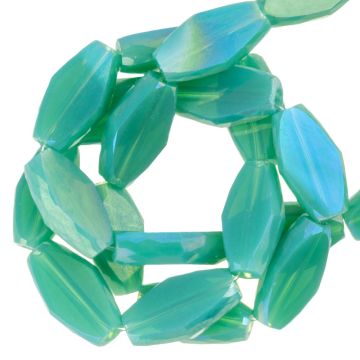 Electroplated Facetkralen Ruit (10 x 6 x 3.5 mm) Tropical Teal AB (50 Stuks)