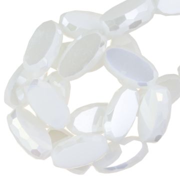 Electroplated Facetkralen Ovaal (10 x 6 x 4 mm) Pearl White AB (50 Stuks)