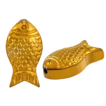 Glaskralen Electroplated Vis (15 x 8 x 5 mm) Gold (5 Stuks)