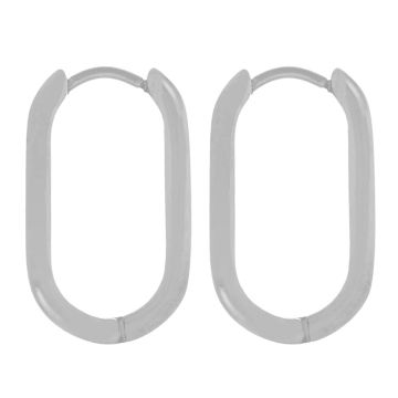 Stainless Steel Oorringen (21.5 x 12 x 3 mm) Antiek Zilver (2 Stuks)