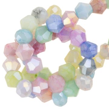 Electroplated Facetkralen Opaque Bicone Rondelle (4 mm) Pastel Mix Color AB (80 Stuks)