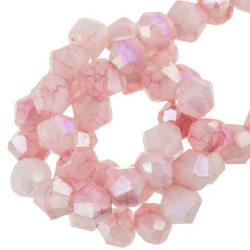 Electroplated Facetkralen Opaque Bicone Rondelle (4 mm) Cherry Blossom AB (80 Stuks)