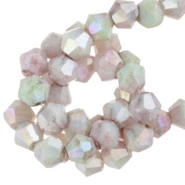 Electroplated Facetkralen Opaque Bicone (4 mm) Morning Dew AB (80 Stuks)