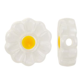 Resin Kralen Bloem (10 x 10 x 4 mm) White (2 stuks)