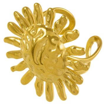 Stainless Steel Verstelbare Ring Bloem (Diameter 17.6 mm) 18K Gold Plated (1 Stuk)