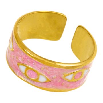 Stainless Steel Verstelbare Ring Evil Eye (Diameter 17.4 mm) Goud (1 Stuk)