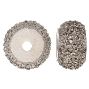 Resin Kralen Rondell Rhinestone Look (12 x 7 mm) Brown Grey (10 stuks)