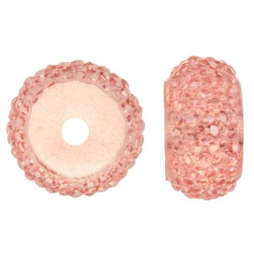 Resin Kralen Rondell Rhinestone Look (12 x 7 mm) Soft Salmon (10 stuks)