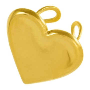 Stainless Steel Verstelbare Ring Hart (Diameter 18 mm) 18K Gold Plated (1 Stuk)