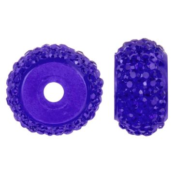 Resin Kralen Rondell Rhinestone Look (12 x 7 mm) Indigo Blue (10 stuks)