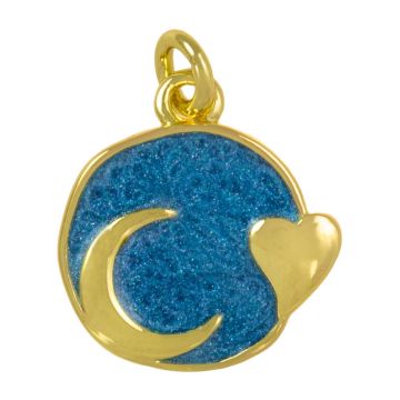 Bedel Enamel Maan Hart (13.5 x 12.5 x 2 mm) 18K Gold Plated (1 Stuk)