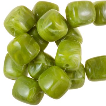 Acryl Kralen Opaque Two Tone (17 x 15.5 x 15.5 mm) Olive Green (10 stuks)