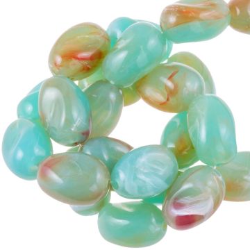 Acryl Kralen Two Tone (14 x 10 x 8.6 mm) Turquoise  (25 Stuks)