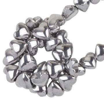 Electroplated Hematiet Kralen Hartjes (6 x 6 x 3 mm) Silver (25 Stuks)
