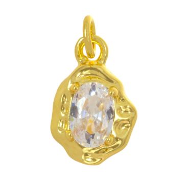 Bedel met Zirkonia (12 x 8 x 3 mm) Clear Crystal - 18K Gold Plated (1 Stuk)
