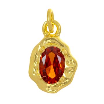 Bedel met Zirkonia (12 x 8 x 3 mm) Orange - 18K Gold Plated (1 Stuk)