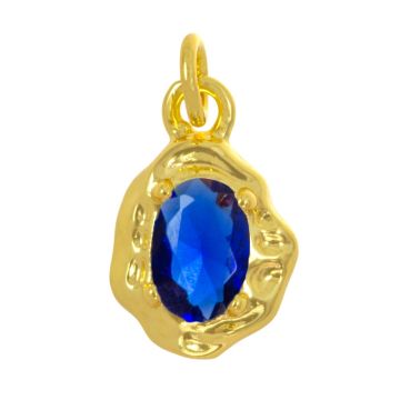 Bedel met Zirkonia (12 x 8 x 3 mm) Blue- 18K Gold Plated (1 Stuk)