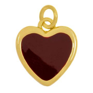 Hanger Enamel Hartje (14.5 x 13 x 2.5 mm) Red Brown -18K Gold Plated (1 stuk)