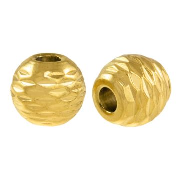 Stainless Steel Kralen (5.5 x 5 mm) 18K Gold Ion Plated (5 Stuks) 