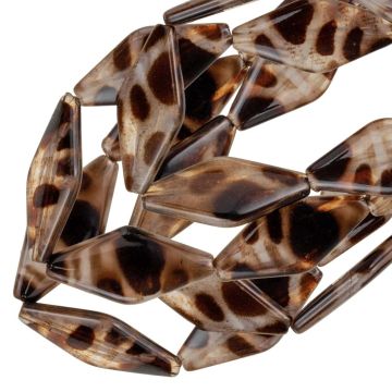 Acryl Kralen Ruit Opaque Two Tone Luipaard (31 x 14 x 4 mm) Coconut Brown (10 stuks)
