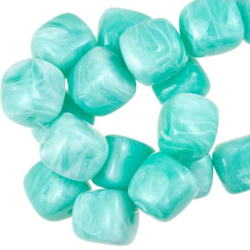 Acryl Kralen Opaque Two Tone (17 x 15.5 x 15.5 mm) Aquamarine Blue (10 stuks)