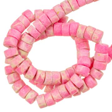 Imperial Jaspis Frosted Kralen Heishi Disc (4 x 2 mm) Bubblegum Pink (156 Stuks)