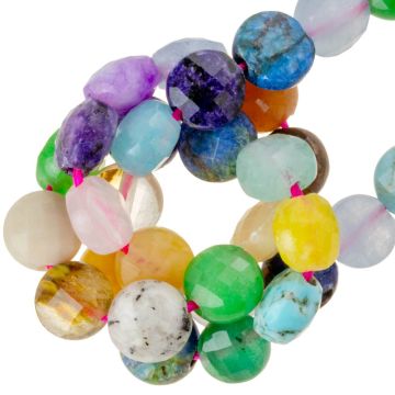 Kralenmix - Natuursteen Facet Disc (6.5 x 6.5 x 4 mm) Mixed Stones (62 Stuks)