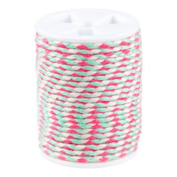Gevlochten Polykatoen Sieradenkoord 4-Strengs (1.5 mm) Neon Pink (4 Meter)