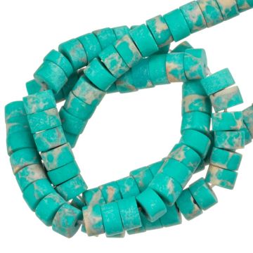 Imperial Jaspis Frosted Kralen Heishi Disc (4 x 2 mm) Caribbean Turquoise (156 Stuks)